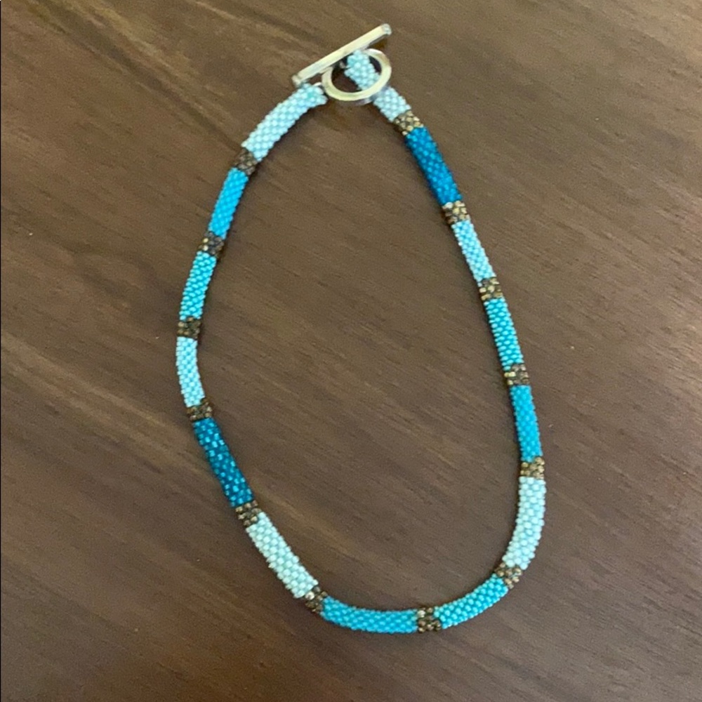 Blue beaded necklace